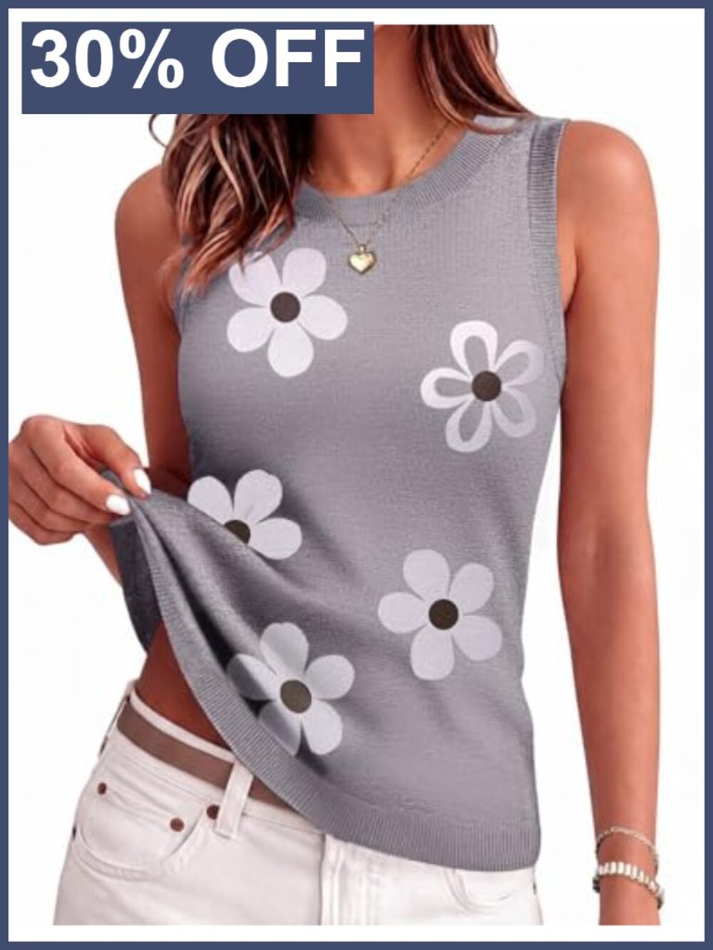 Women's Sleeveless Ribbed Knit Tank Top Loose Fit Casual Summer Sweater Vest